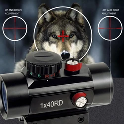 Mira telescópica táctica 1X30 1x40, punto rojo y verde/Rifle cruzado, colimador holográfico Airsoft, punto de 11mm/20mm, montaje en riel, riel Pictinny