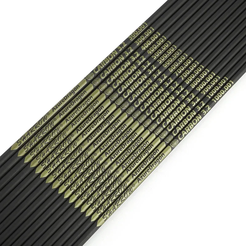 Eje de flecha de carbono puro 24T, columna de 32 pulgadas, 300-1000 +/-,001 pulgadas, pernos de tiro con arco ID3.2mm, eje de tiro de caza, 6/12 Uds. - imagen 2