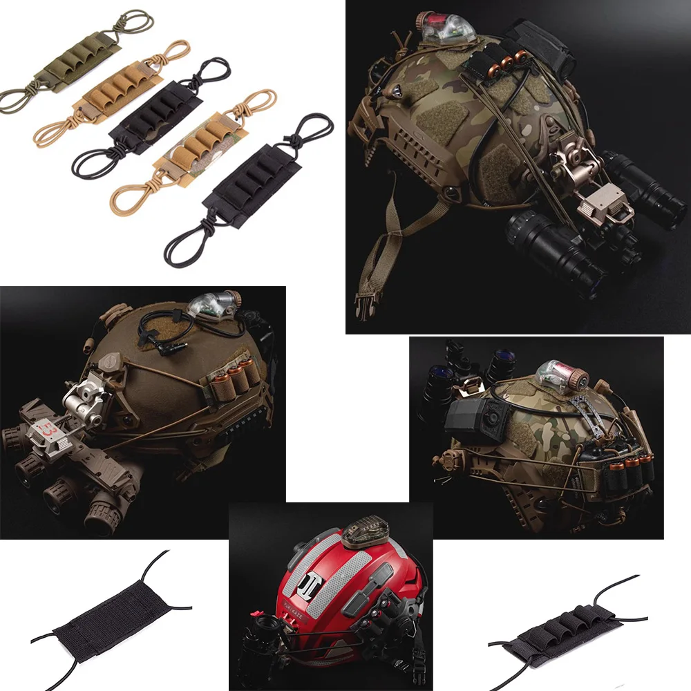 Casco táctico para deportes de caza al aire libre, cuerda elástica para batería, dispositivo de visión nocturna, almacenamiento de Cable, cubierta divisora de batería CR123A