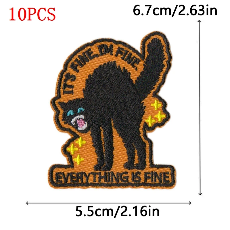 10 unids/set Punk parches para planchar para ropa parche termoadhesivo para ropa gato Rana cráneo bordado parches en sombrero insignias DIY - imagen 5