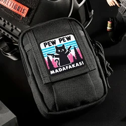 PEW PEW MADAFAKAS parches tácticos de gato dibujos animados Bule gato gancho y bucle parche insignia de moral militar pegatinas para mochila
