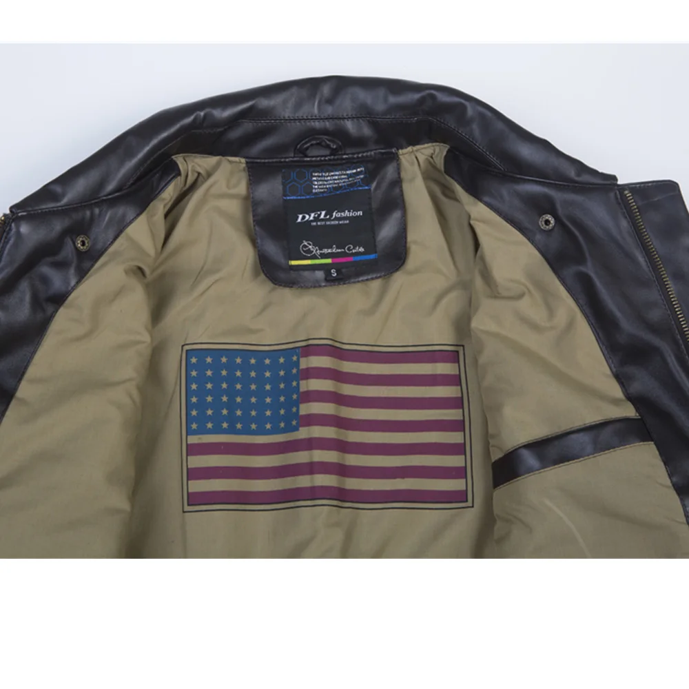 Chaqueta de Aviador A2 para hombre, traje de cuero Vintage para motocicleta, americana - imagen 4