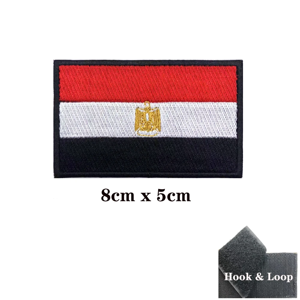 Parches de bandera de Egipto, brazalete, parche bordado, gancho y bucle, insignia bordada con hierro, raya militar - imagen 3