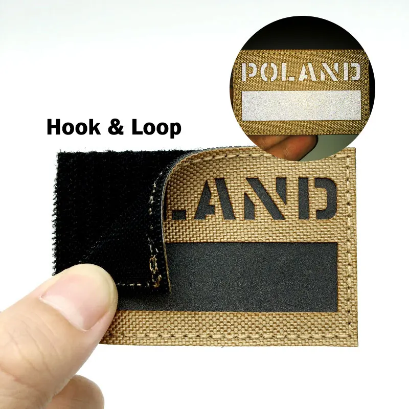 Parche reflectante IR con bandera de Polonia, respaldo de gancho y bucle, accesorio de mochila táctica para ropa, pantalones, zapatos, 1 ud. - imagen 3