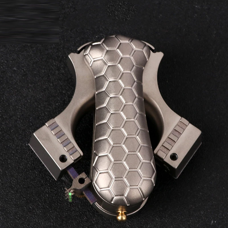 Catapulta plegable de aleación de titanio Tc21, Mini Catapulta de goma plana de bolsillo sin tirantes para caza al aire libre, competición, práctica de tiro - imagen 5