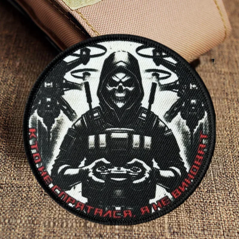 Parche de impresión de operador de Dron esqueleto, insignia de moral de gancho y bucle militar, mochilas, sombreros, parches adhesivos decorativos para ropa - imagen 4