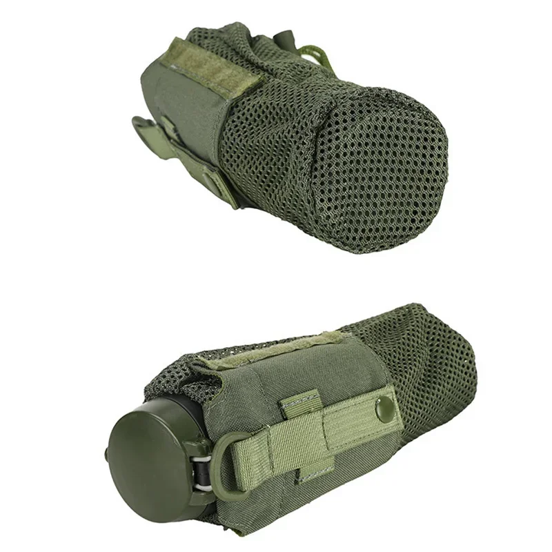 Bolsa táctica para botella de agua Molle, bolsa para botella de agua para ciclismo al aire libre, bolsa de almacenamiento con soporte Molle, mochila plegable, funda de malla - imagen 5