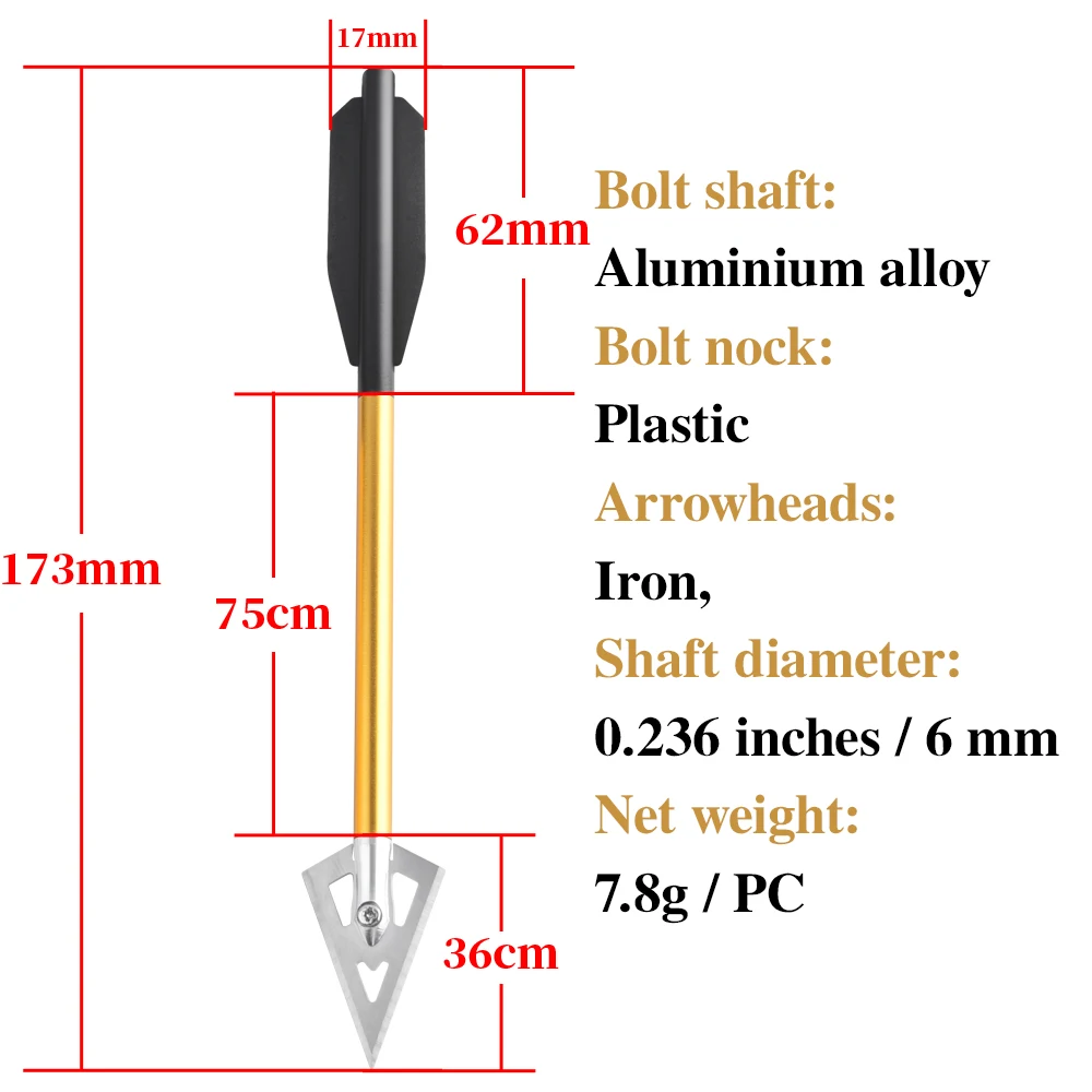 6/12 Uds flecha corta pernos de ballesta de aluminio hoja de punta ancha OD 6mm eje para arco caza tiro con arco al aire libre objetivo - imagen 2
