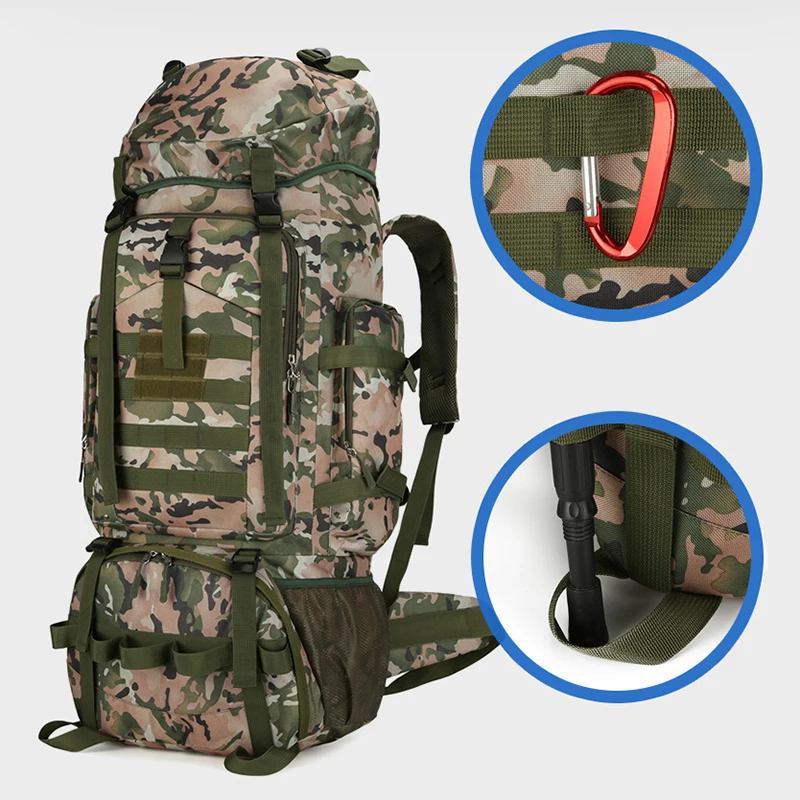 Mochila de Montañismo al aire libre, bolsas resistentes para viajes, escalar y senderismo, bolsa con compartimento para zapatos multifuncional de gran capacidad - imagen 4