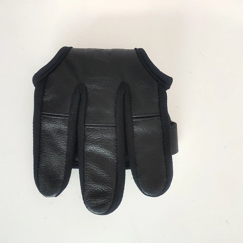 Guantes de cuero de 3 dedos, ropa protectora negra de alta elasticidad para tiro con arco, calidad nueva para caza y tiro