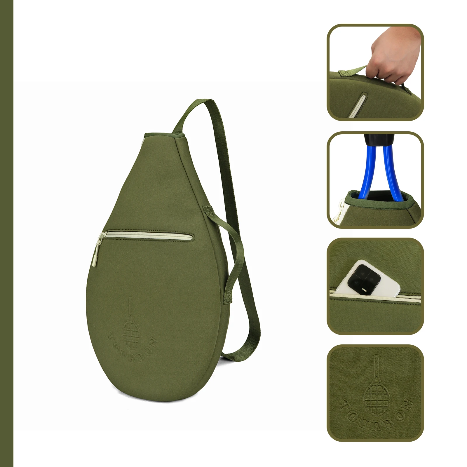 Tourbon Tote Bolsa para raqueta de tenis Entrenamiento deportivo Bandolera Bolsa de tenis Neopreno Peso ligero Correa ajustable al aire libre - imagen 5