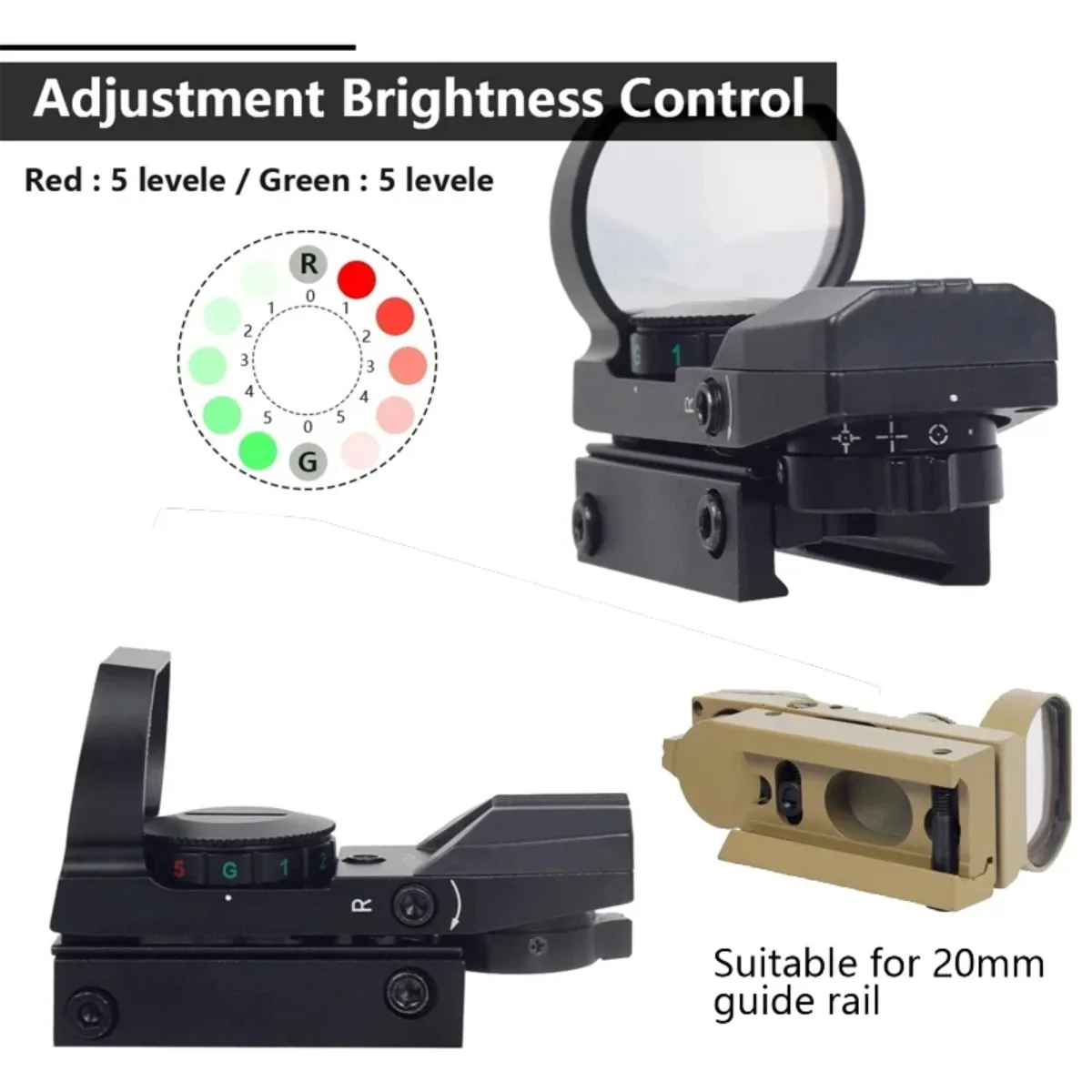 Mira telescópica táctica 1X30 1x40 óptica punto rojo verde reflejo 4 retícula colimador holográfico punto para riel de 20mm 11mm Ar15 M4 - imagen 3