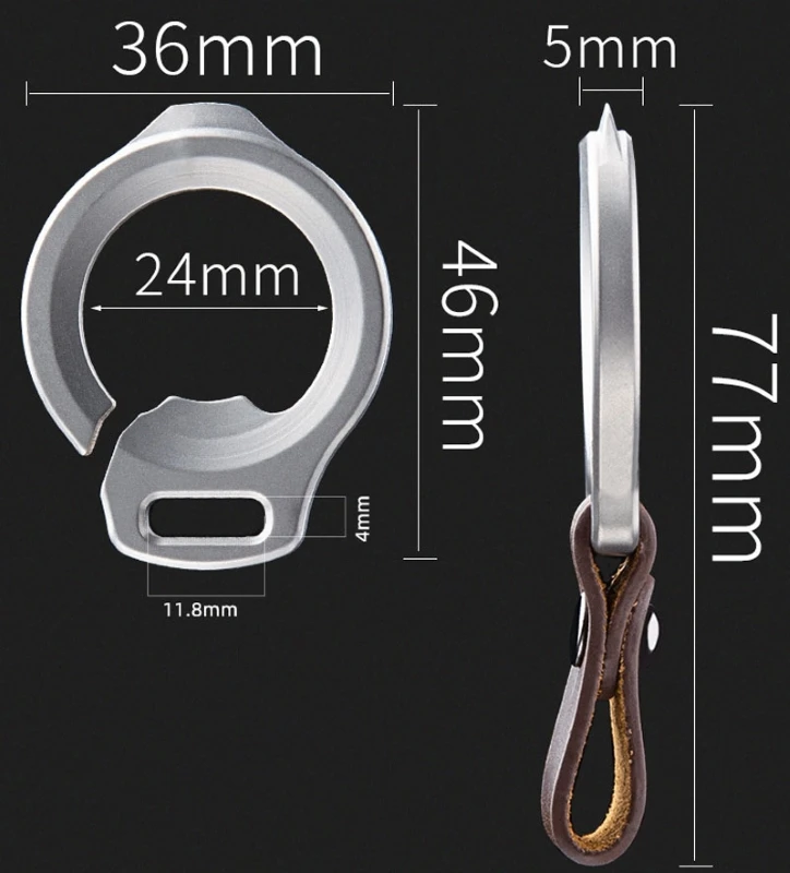 LLavero de aleación de titanio y cuero EDC, Abrebotellas de barra de palanca multifuncional - imagen 3