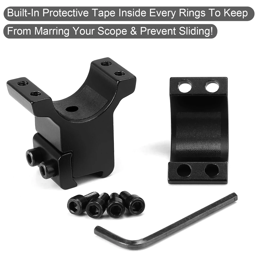Anillos de alcance para linterna, anillos de montaje de alcance de 25,4/30mm, soportes para mira telescópica de alto perfil para rieles de cola de milano de 11mm, accesorios de caza, 2 uds. - imagen 2