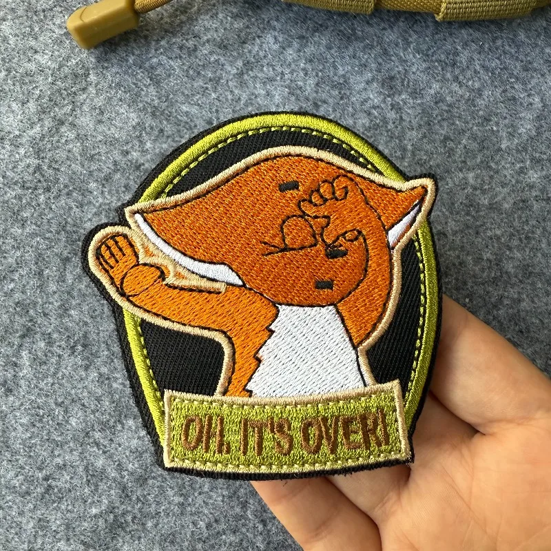 Parche bordado de zorro bonito "Oh, es más!" Parche táctico con gancho y bucle, insignia de moral militar, brazalete de combate, pegatinas para mochila - imagen 2
