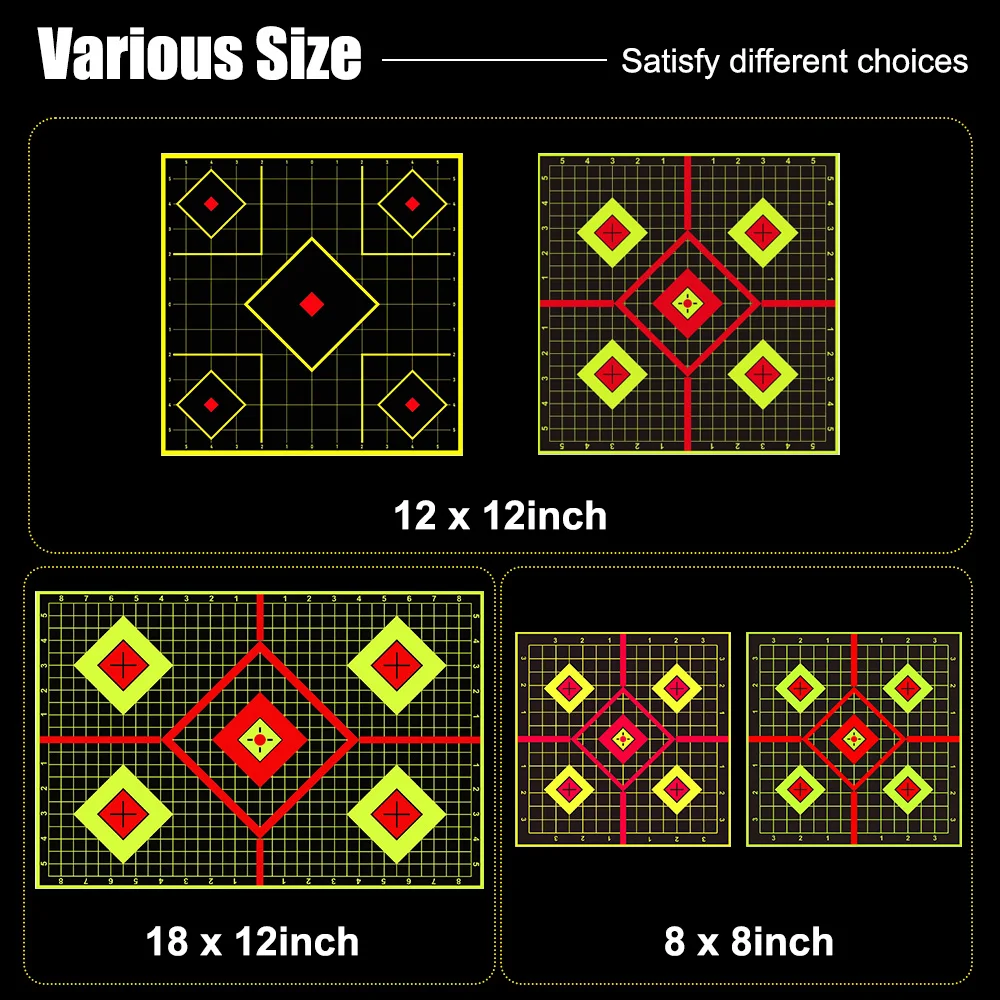 10 Uds. De objetivos de tiro, objetivos adhesivos contra salpicaduras, papel fluorescente amarillo para salpicaduras de objetivo de tiro para pistola BB Airsoft - imagen 5
