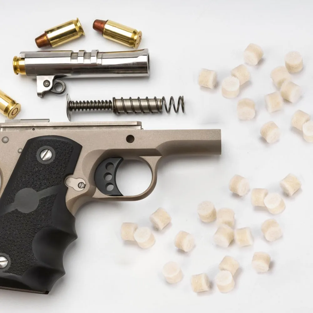 Kits de perdigones de limpieza de armas, almohadillas de mantenimiento de limpieza de barril Universal, herramientas de algodón, 17Cal .22Cal .25Cal, 100 unidades - imagen 5