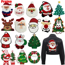 Parches bordados grandes de toalla de árbol de ciervo de Papá Noel, parches para planchar, parches bordados de dibujos animados DIY para ropa, decoración para coser