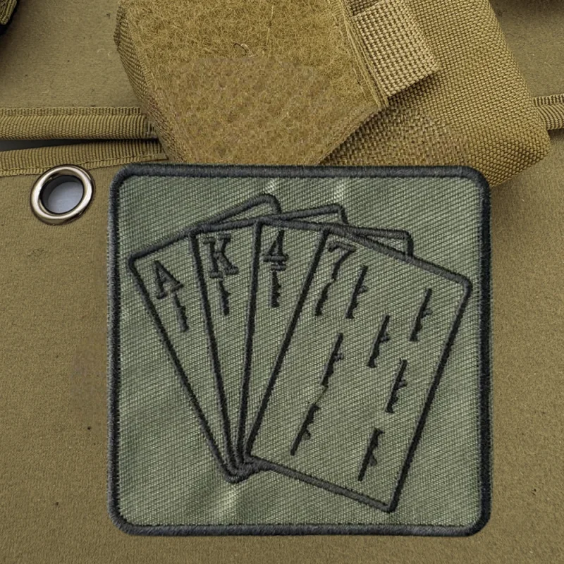 Parche bordado Ak47, tarjeta de póker, chaleco táctico, insignia de moral con gancho y bucle, pegatinas decorativas para mochila, parches para brazalete para ropa - imagen 5