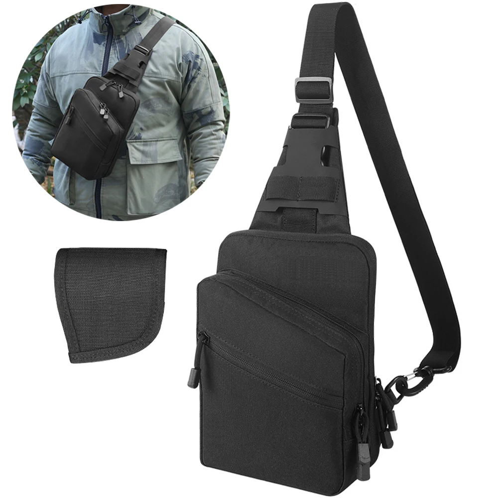 Bolsa táctica para el pecho, funda para pistola, bolsa de transporte oculta para exteriores, bolsa de transporte para pistola, bandolera, estuche organizador EDC