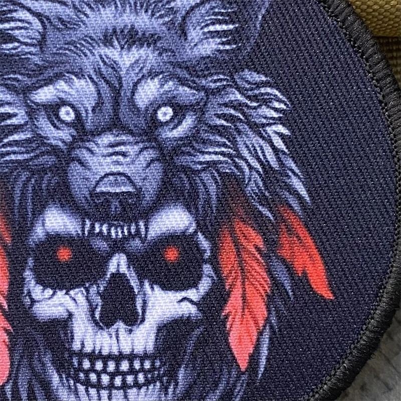 Parches de insignia de moral del jefe Tribal, esqueleto, lobo, brazalete táctico, gancho y bucle, adecuado para accesorios de mochila, pegatinas - imagen 5