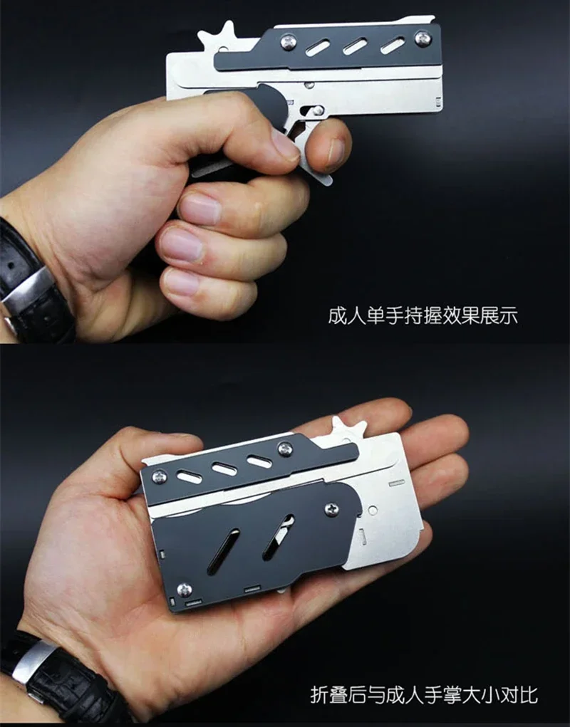 El material de acero inoxidable puede disparar, pistola de banda de goma, deportes al aire libre, proceso de corte por láser, la calidad es muy buena, varios colores - imagen 3