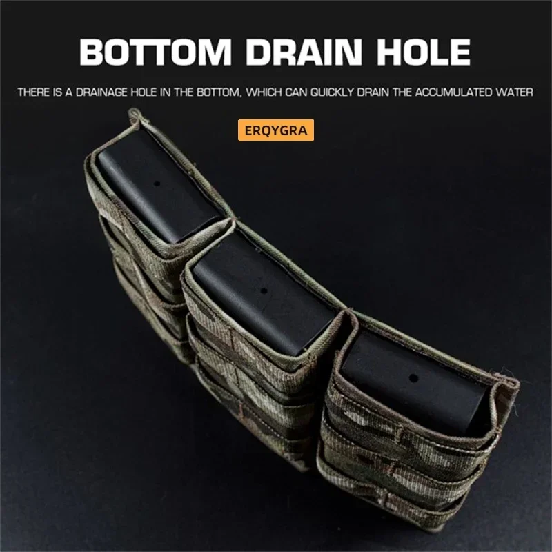 ERQYGRA-fundas de caza tácticas, bolsa Molle Triple Mag rápida 7,62, bolsa larga, pistola, revista, Paintball, accesorios para sistema Airsoft - imagen 5