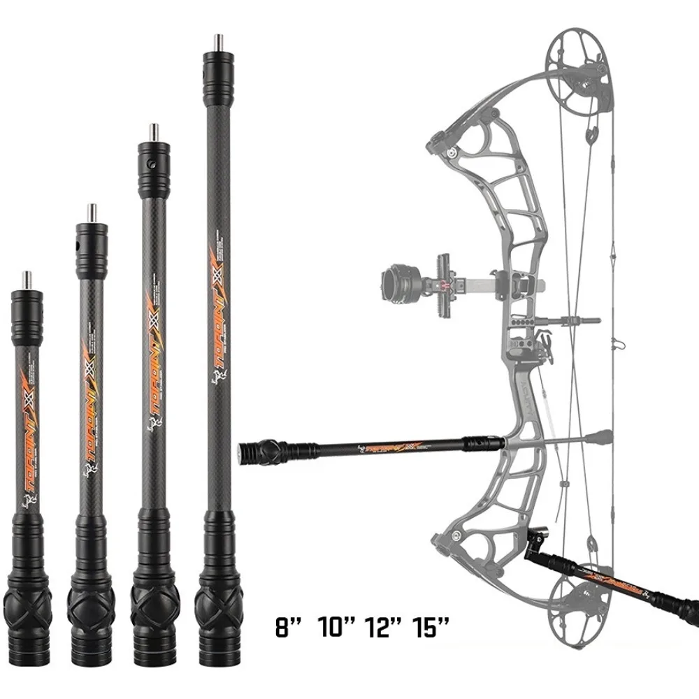 Estabilizador de arco de tiro con arco de 8/10/12/15 pulgadas, aleación de aluminio CNC, amortiguador de carbono 3K, reducción de vibración, arco recurvo compuesto, caza - imagen 5