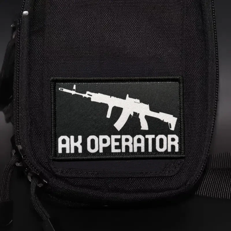 Parche táctico de operador AK 47, insignia de moral militar, gancho estampado y Looo, mochila, ropa, accesorio decorativo, pegatina, brazalete