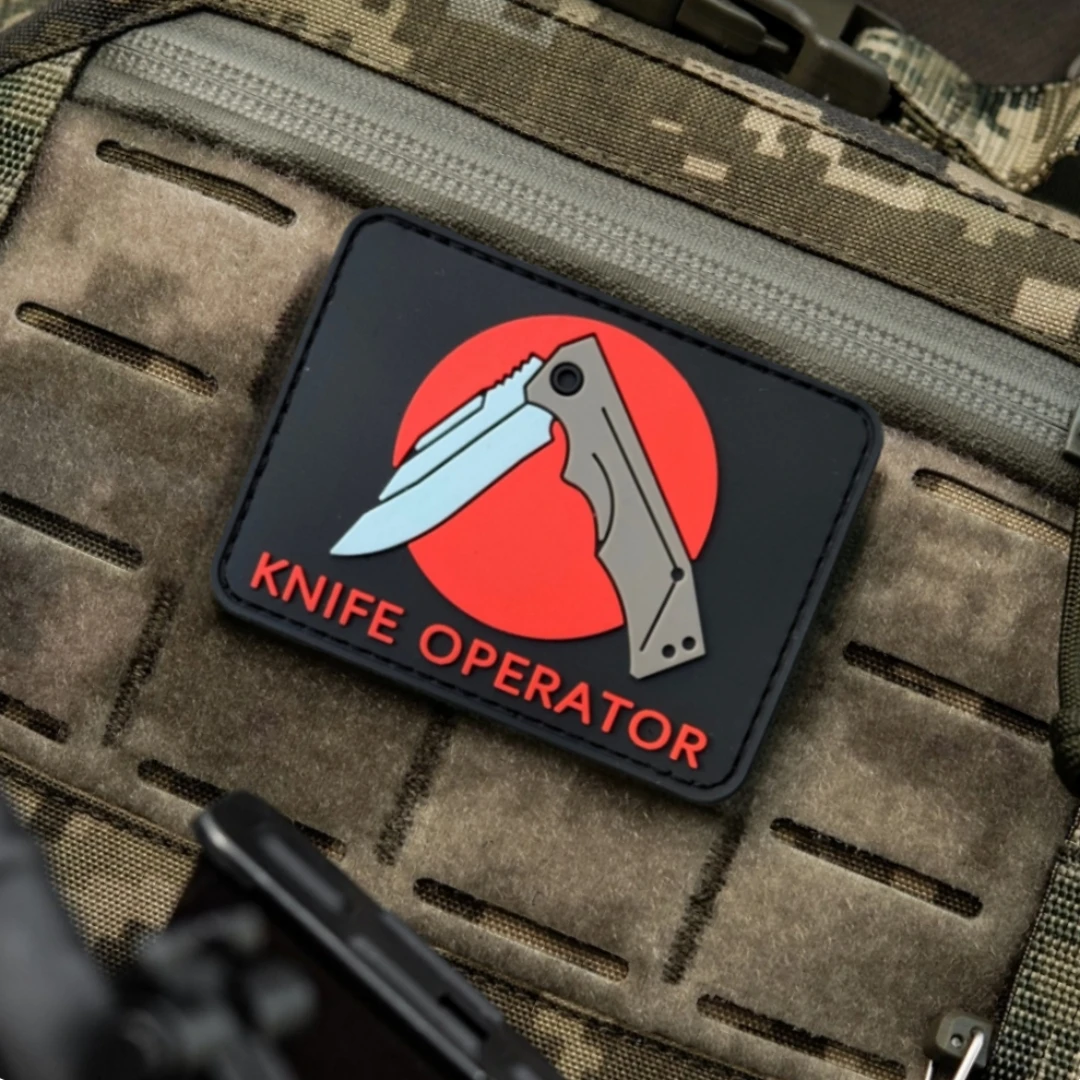 Parche táctico de moral para operador de cuchillos, apliques personalizados del ejército militar, parches de gancho y bucle de PVC 3D para ropa, pegatina para mochila