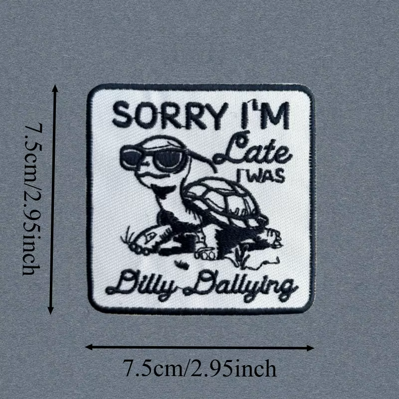 Parche bordado moral Llegué tarde – Insignia velcro chaleco táctico - imagen 3