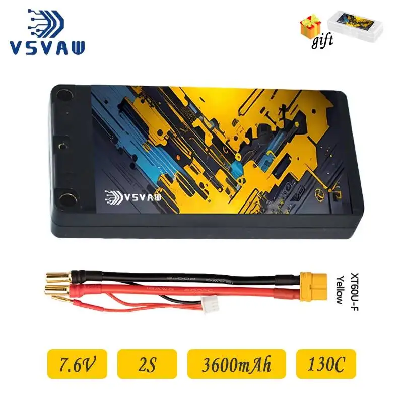 Batería Lipo Original VSVAW 2S 7,6 V 3600mAh 130C 1/10 1/12 Drift Racing Bigfoot todoterreno batería de litio de carcasa dura