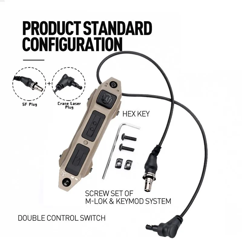 WADSN-interruptor de presión de Control Dual, cinta táctica remota para DBAL A2 PEQ NGAL SF M600 M300, linterna de grúa SF, enchufe de 2,5mm, nuevo - imagen 5