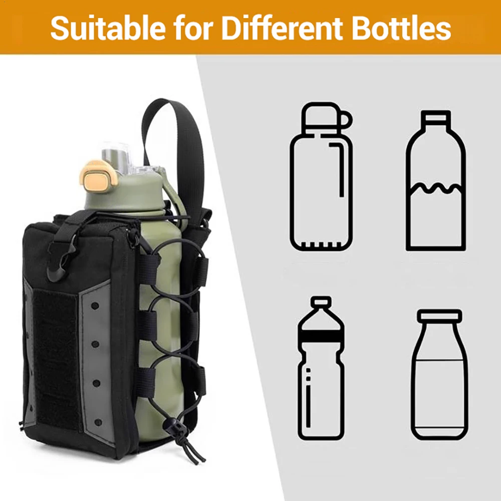 Bolsa táctica para botella de agua, bolsas de agua Molle, organizador de dispositivos de utilidad, soporte para teléfono para senderismo, Camping, viajes deportivos al aire libre - imagen 5