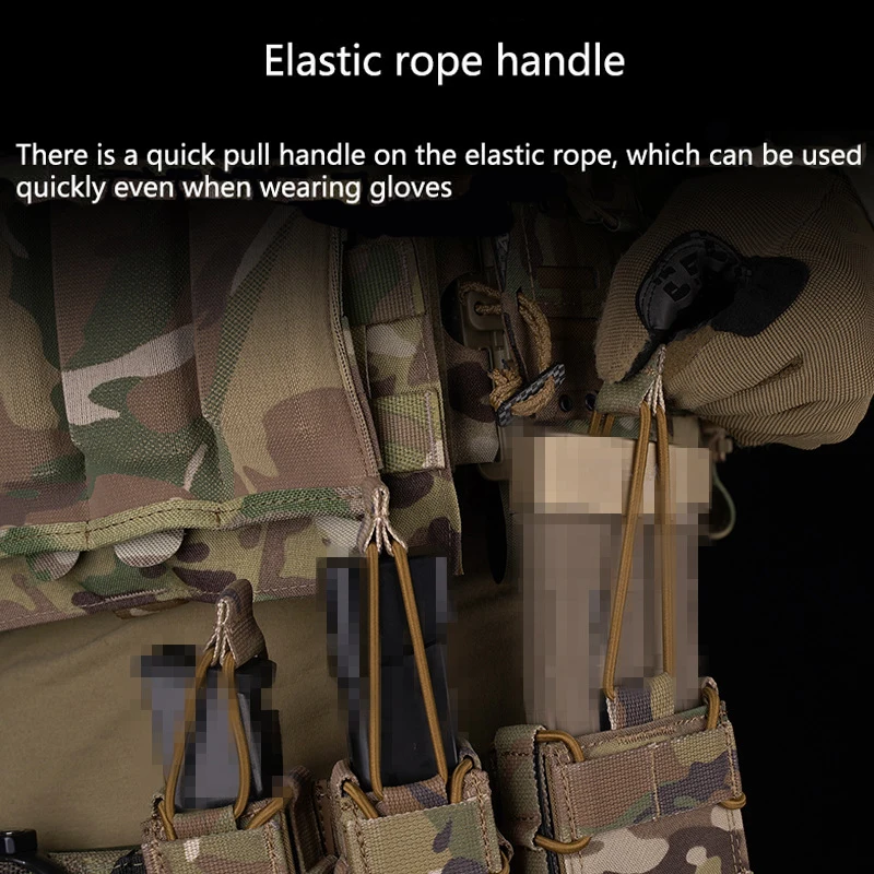 MR rifle-bolsa para revistas (5,56 y 7,62), se adapta a varios equipos tácticos MOLLE y cinturones tácticos, fijación de cuerda elástica - imagen 3