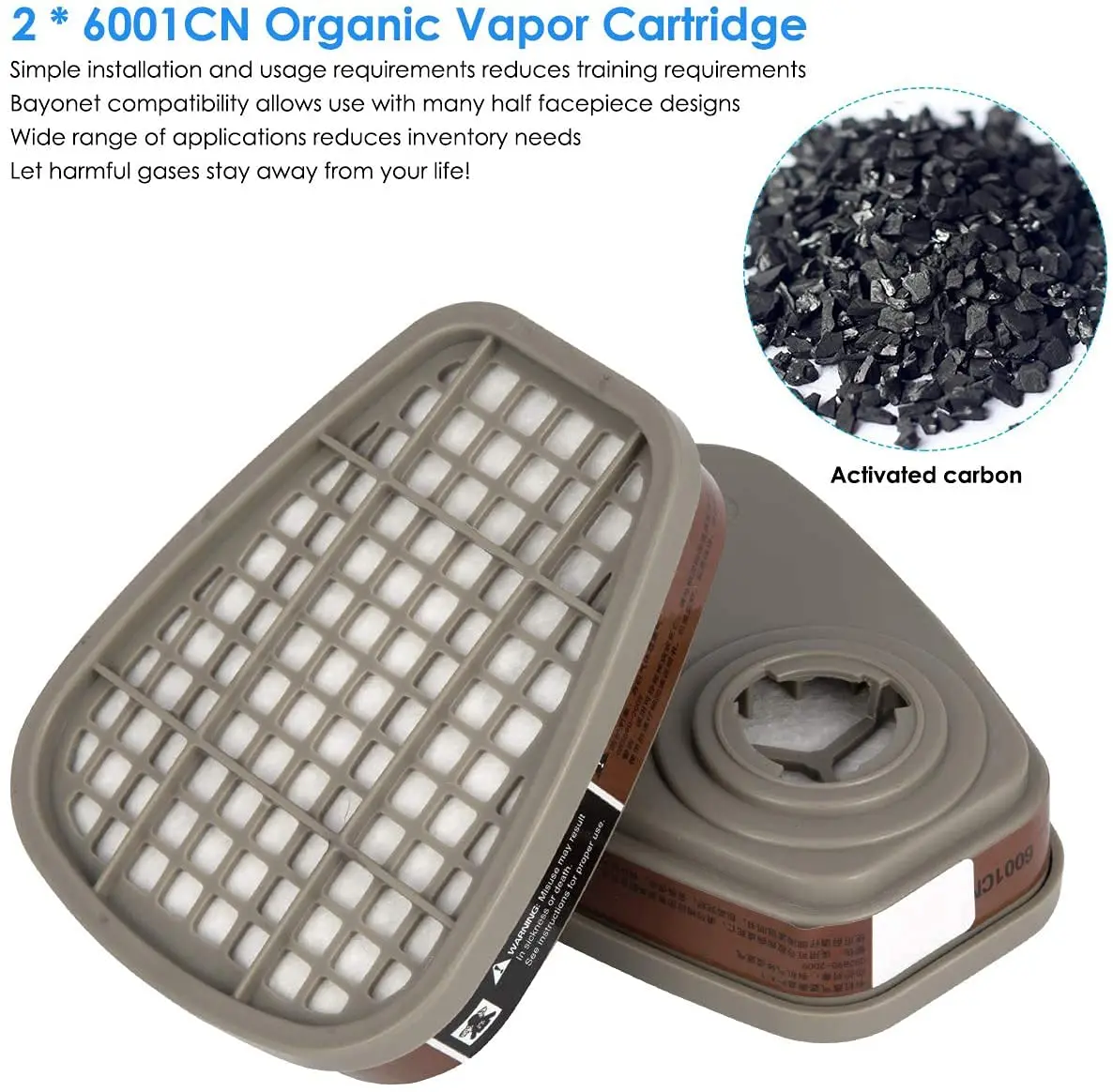Cartuchos filtro carbón activado orgánico para respirador máscara antigás