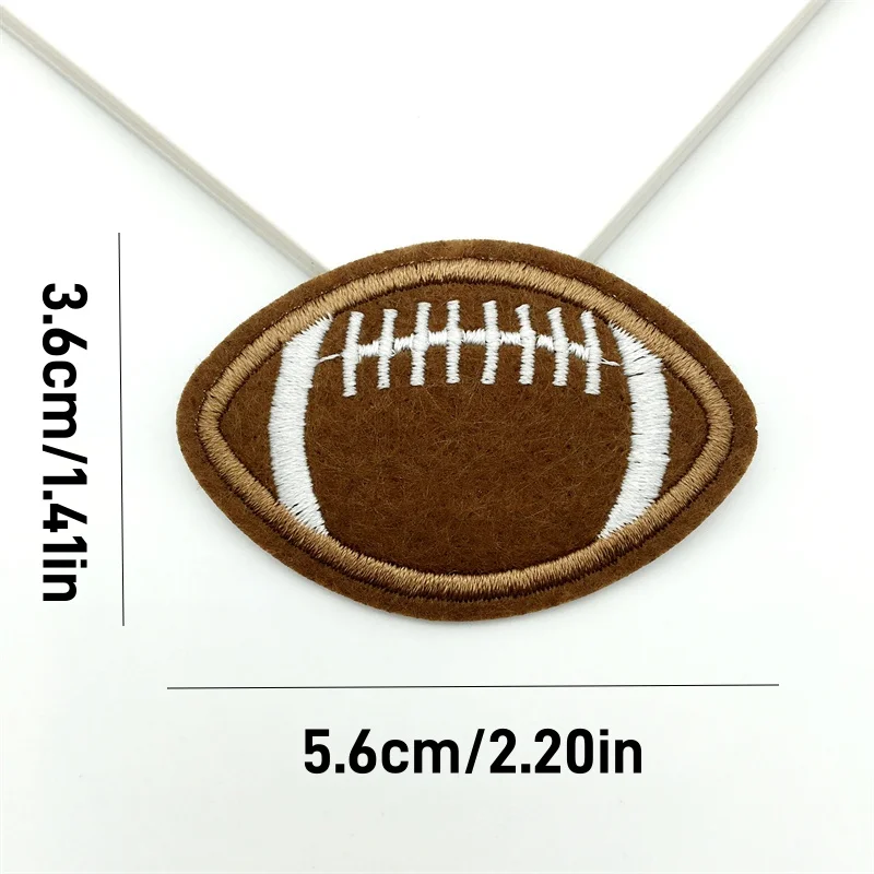 Parches bordados de fútbol de color marrón oscuro, apliques para planchar/coser, reparación de ropa, Ideal para pantalones vaqueros y chaquetas, 10/20 piezas - imagen 4