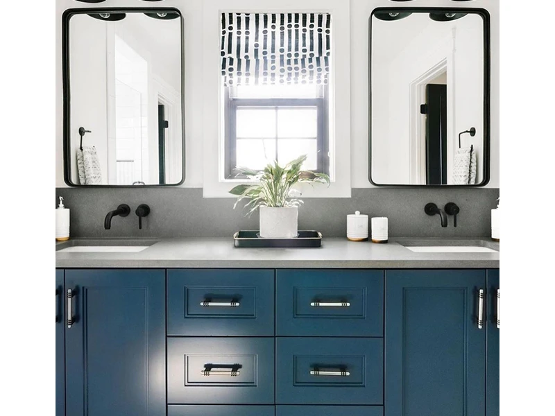 Armario de baño de pizarra de lujo ligero de estilo americano, combinación de lavabo, tocador de piso personalizado, Moderno - imagen 4