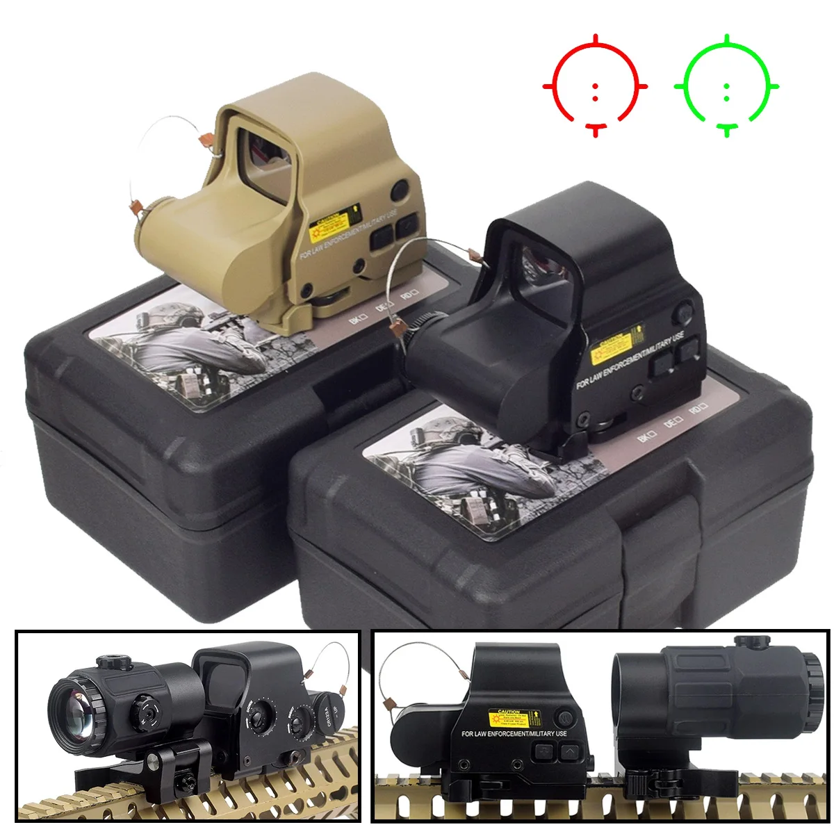 Mira holográfica de punto rojo 558 Airsoft G33/G43/G45 3X 5X lupa compatible con soportes de riel de 20mm mira réflex óptica accesorios de caza - imagen 2