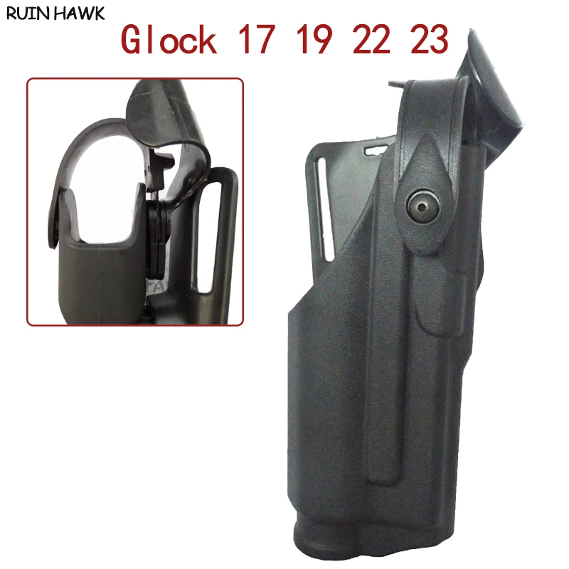 Funda táctica para pistola Glock Airsoft, cinturón de mano derecha con linterna, equipo de caza, 17, 19, 22, 23, 31, 32