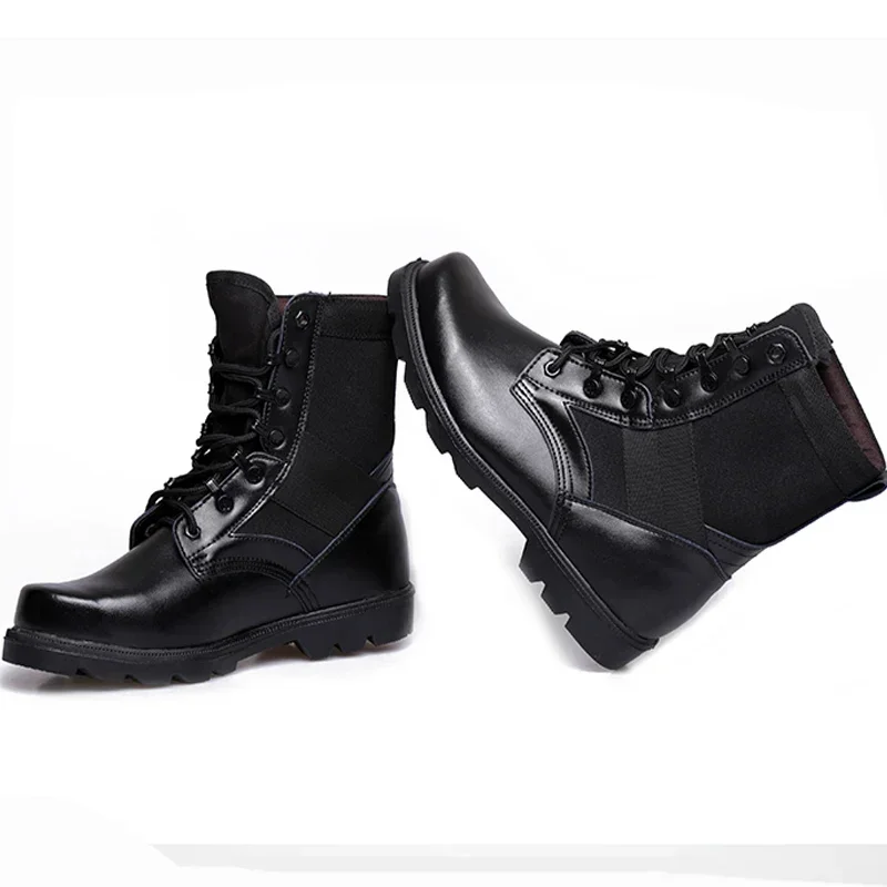Botas de combate para hombre, botas de combate tácticas negras con punta de acero, zapatos de seguridad para el trabajo para hombre, botas altas de protección laboral con suela de goma - imagen 3