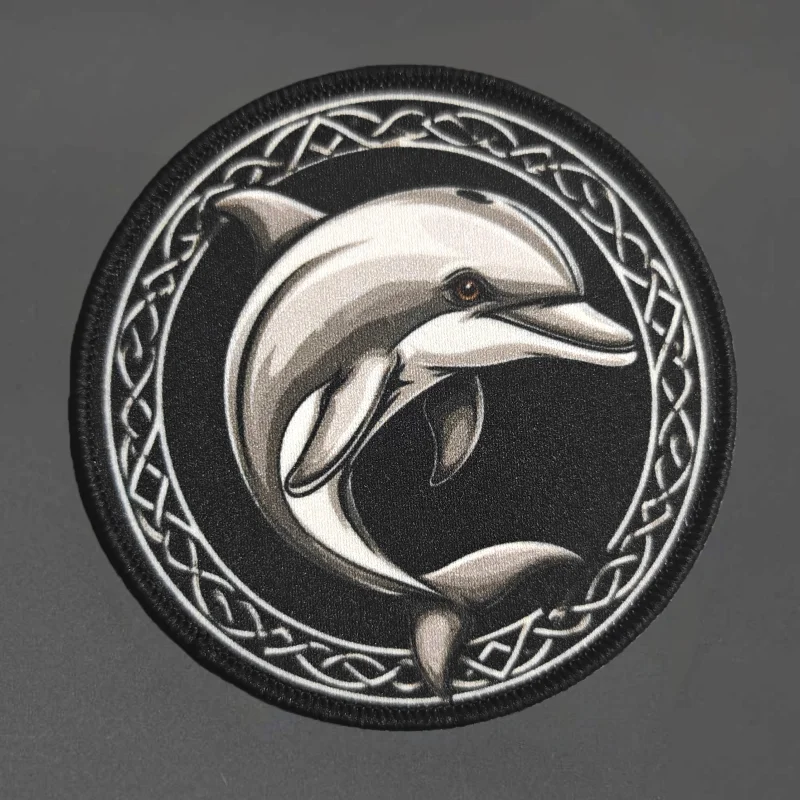 Parche con estampado de delfines de Anime, chaleco táctico, insignia de moral con gancho y bucle, pegatinas para mochila militar, parches para brazalete para ropa - imagen 2