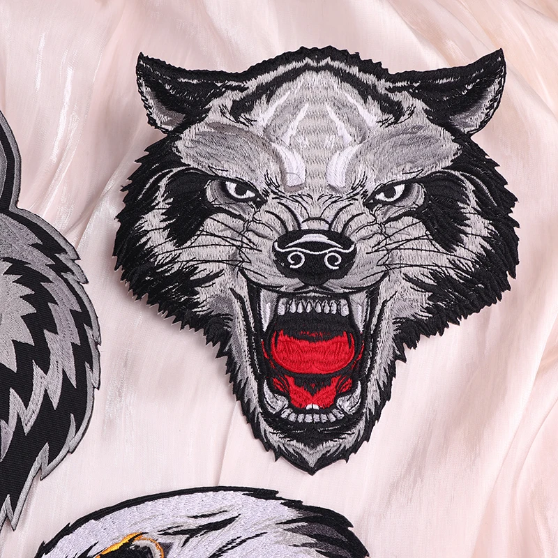 Parche bordado de Lobo, águila y mono, parches grandes de animales Punk para ropa, chaquetas, parches traseros para ropa, parches de planchado DIY - imagen 4
