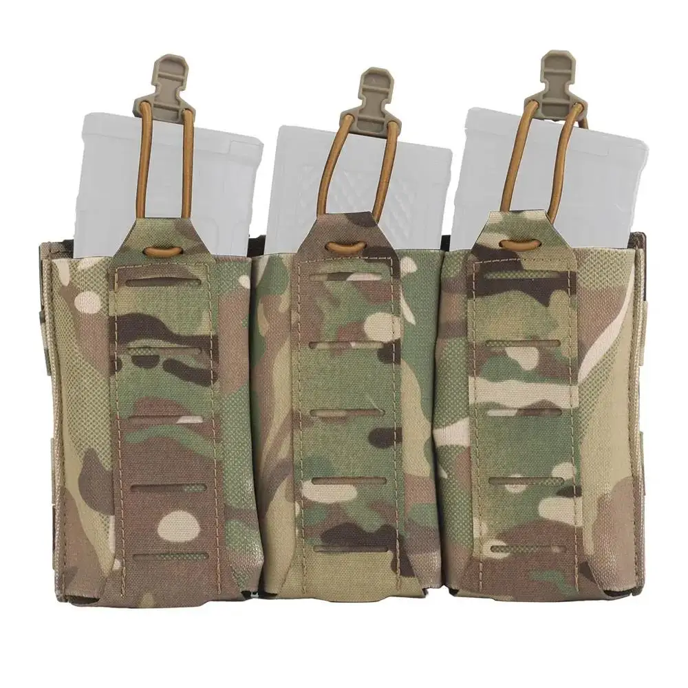 Bolsa táctica Molle Triple para revistas, ligera, 556 762, soporte elástico para Rifle de tiro, chaleco de caza, Panel frontal, equipo Airsoft - imagen 2