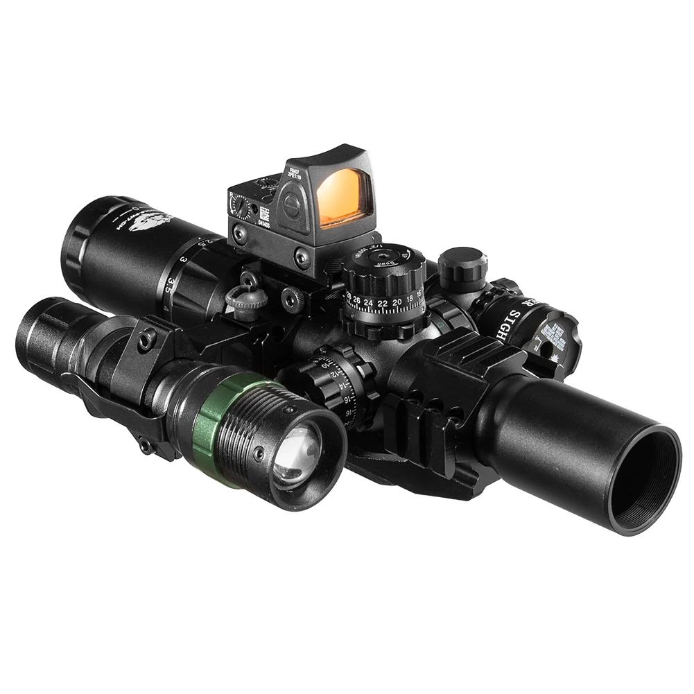 Fire Wolf-mira telescópica para Rifle de caza, punto rojo táctico de visor óptico, láser holográfico, 1,5-4x30 - imagen 3