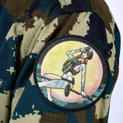 Parches de gancho y bucle con estampado de soldado femenino táctico, insignia de moral táctica militar, equipo para exteriores, pegatina para mochila