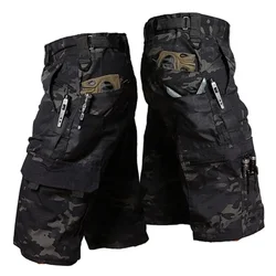 Pantalones cortos de camuflaje para hombre, ropa de trabajo de secado rápido de verano, pantalones militares con múltiples bolsillos, pantalones cortos finos para senderismo y pesca, Jogger masculino