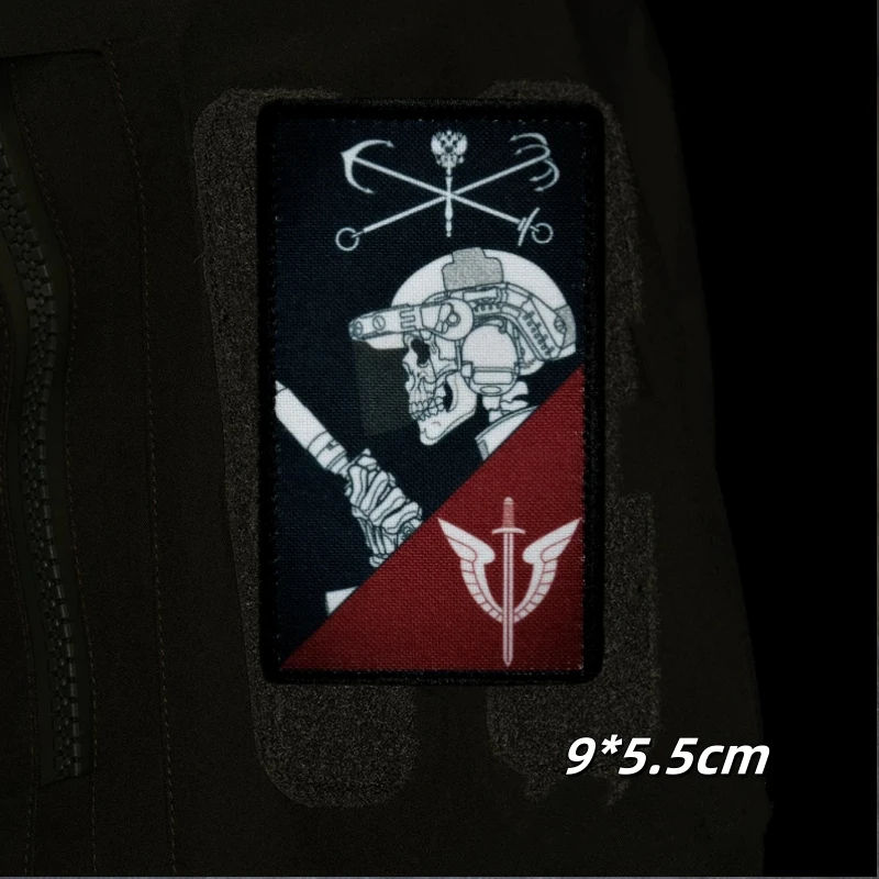Insignia de moral de guerrero Skul de las fuerzas especiales, parche de gancho y bucle impreso, pegatinas para mochila de Chevron del ejército de operador Ace militar - imagen 3