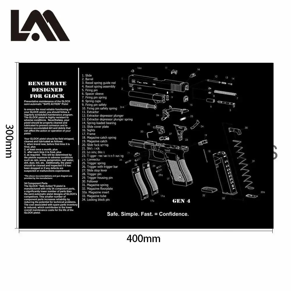 CZ 75 Gen4 Glock 43 AR15 Kits de alfombrillas de goma para limpieza de armas, diagrama de piezas e instrucciones, alfombrilla de ratón Walther AK47 PPQ HK P2000 P365 - imagen 5