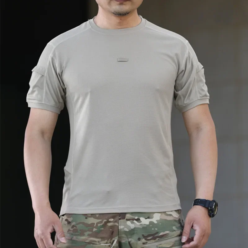 Camiseta táctica de manga corta de secado rápido para hombre, camisetas transpirables ligeras para exteriores, camiseta de entrenamiento físico 3XL, verano - imagen 3